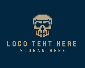 Retro Pixelated Skull Logo