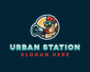 Station - Chicken Megaphone Cartoon logo design