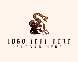 Skull - Skeleton Snake Tattoo logo design