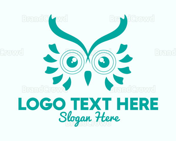 Teal Cute Owl Logo