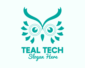 Teal Cute Owl  logo design