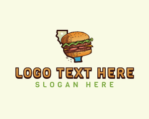 Sesame Bun - California Map Cheeseburger logo design