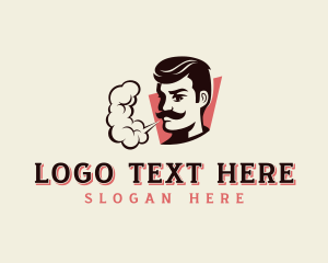 Male - Mustache Person Smoking logo design