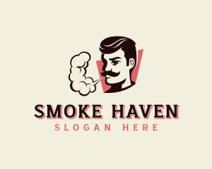 Mustache Person Smoking logo design