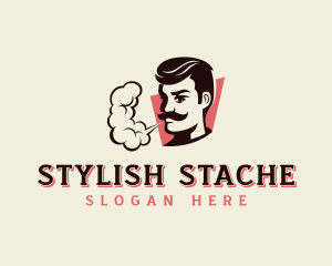 Mustache Person Smoking logo design