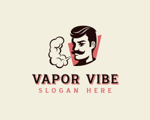 Vaporizer - Mustache Person Smoking logo design