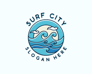 Surfing Tide Waves logo design