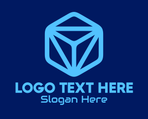 Three Dimension - Blue Tech Cube logo design