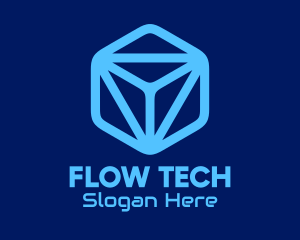 Blue Tech Cube logo design