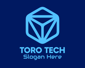 Blue Tech Cube logo design