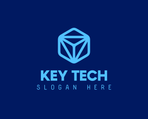 Blue Tech Cube logo design