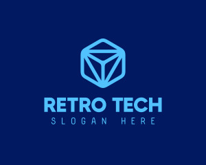 Blue Tech Cube logo design