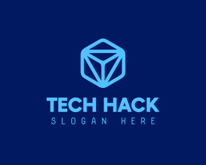 Blue Tech Cube logo design