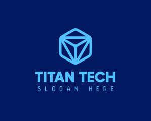 Blue Tech Cube logo design