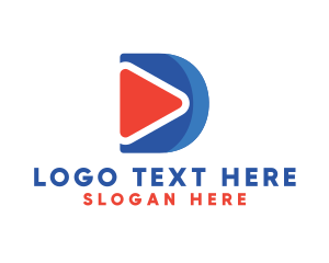 Youtube - Play Button Letter D logo design