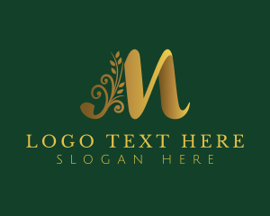 Floral - Golden Floral Letter M logo design