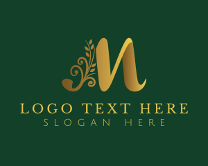 Jewelry Store - Golden Floral Letter M logo design