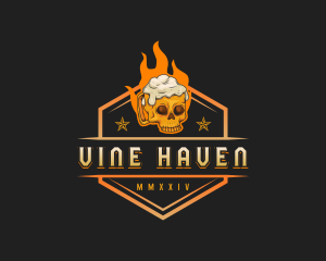 Flaming Skull Beer logo design