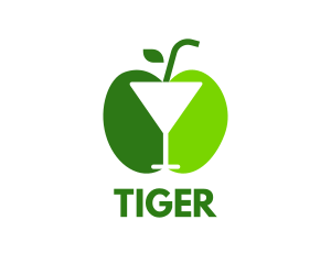 Wine - Green Apple Cocktail logo design