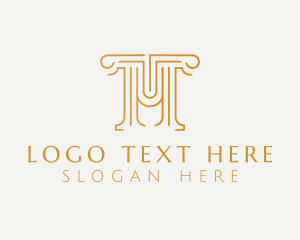 Column - Gold Pillar Letter M logo design