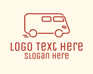 Delivery Van - Red Monoline Carrier Van logo design