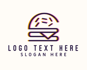 Glitch - Anaglyph Cheeseburger Snack logo design