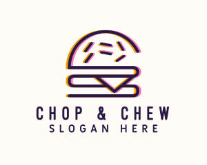 Anaglyph Cheeseburger Snack Logo