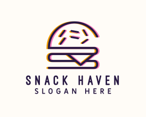 Anaglyph Cheeseburger Snack logo design