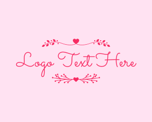 Romantic - Heart Leaves Signage logo design