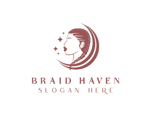 Woman Braid Hair Salon logo design