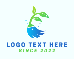 Janitorial - Shiny Eco Cleaning Broom logo design