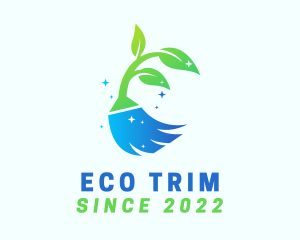 Shiny Eco Cleaning Broom logo design