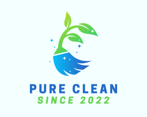 Shiny Eco Cleaning Broom logo design