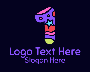 Number 1 - Colorful Shapes Number 1 logo design