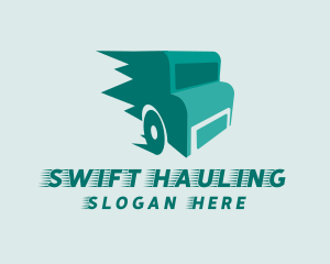 Hauling - Fast Teal Truck logo design