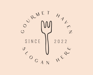 Dinnerware Fork Dining logo design