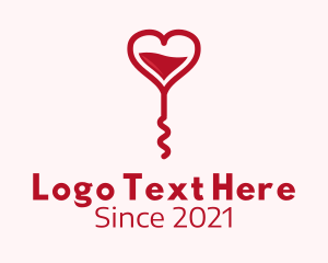 Wine Store - Red Heart Corkscrew logo design