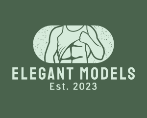 Modeling - Retro Male Model Physique logo design