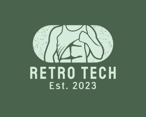 Retro Male Model Physique logo design