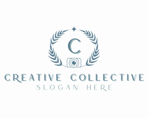 Camera Photography Wreath logo design