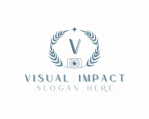Image - Camera Photography Wreath logo design