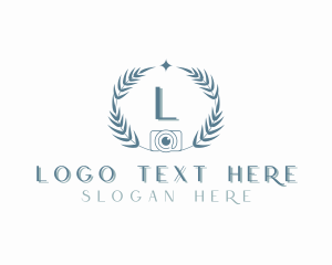 Image - Camera Photography Wreath logo design