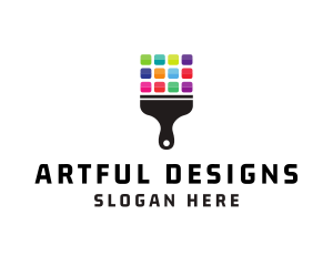 Colorful Paint Brush logo design