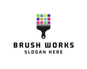 Brush - Colorful Paint Brush logo design