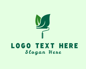 Leaf - Green Eco Paint Roller logo design