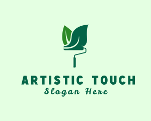 Green Eco Paint Roller  logo design