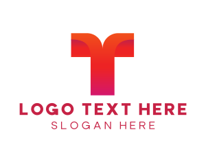 Mobile App - Orange Tech Letter T logo design