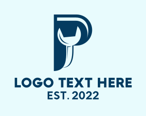 Blue - Mechanic Wrench Letter P logo design
