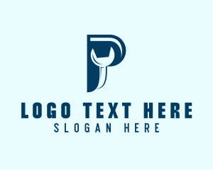 Plumbing - Wrench Tool Letter P logo design
