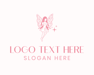 Yoga - Pink Fairy Woman logo design